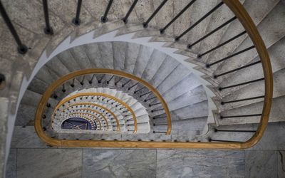 High angle view of spiral staircase