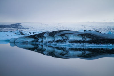 Frozen lake against sky