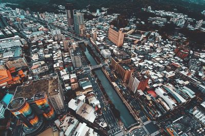 High angle view of city