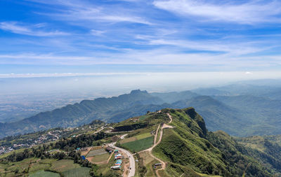 High angle view of landscape against sky