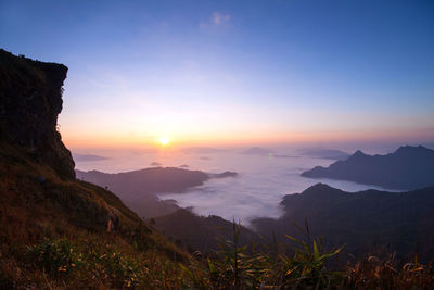 Scenic view of sea against sky during sunset