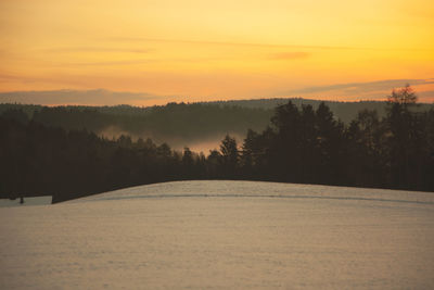 Scenic view of landscape against sky during sunset