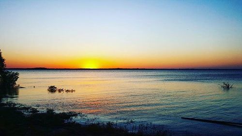 Scenic view of sea at sunset