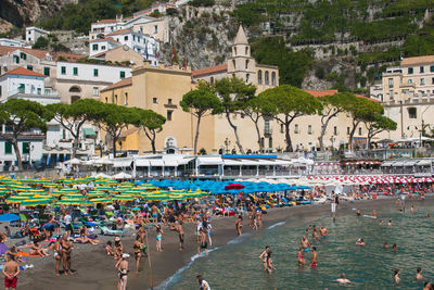 View of amalfi in the summer season, campania, italy