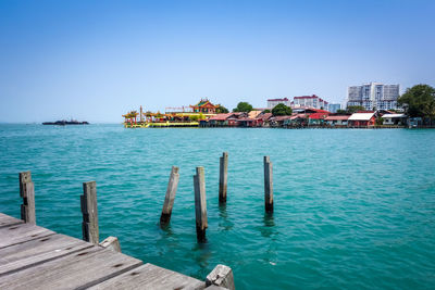 Scenic view of sea against clear sky