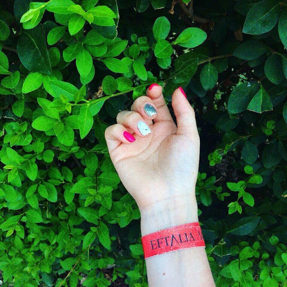 human hand, human body part, leaf, human finger, nail polish, personal perspective, one person, green color, red, real people, day, outdoors, plant, close-up, fingernail, women, adult, people, adults only