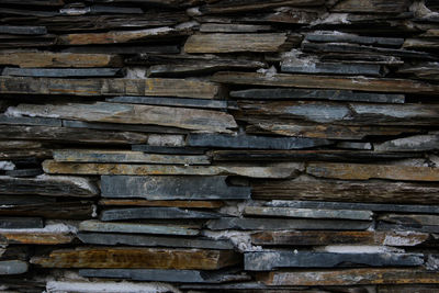 Full frame shot of stack of wood