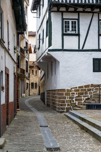 Footpath amidst buildings in city