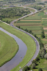 High angle view of agricultural field