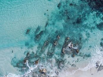 High angle view of swimming pool in sea