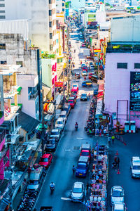 High angle view of traffic on city street