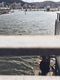 View of people in water