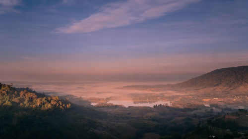 Scenic view of landscape against sky during sunset