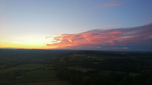 Scenic view of landscape against sky during sunset