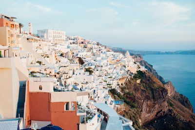 High angle view of buildings in city