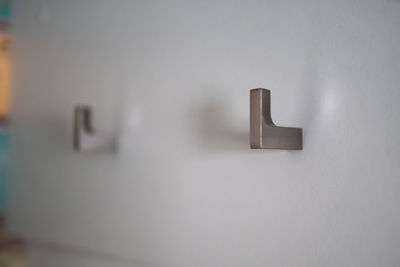 Close-up of door handle on wall