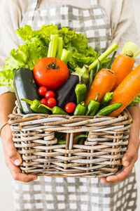 Close-up of vegetables in wicker basket