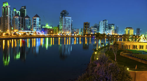 Illuminated city at night