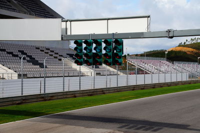 Empty motor racing track stadium