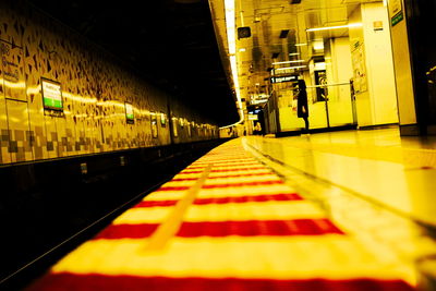 Illuminated subway station