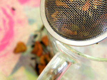 Detail shot of drinking glass on table