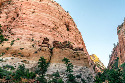 Low angle view of rock formations