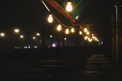 Illuminated street lights at night