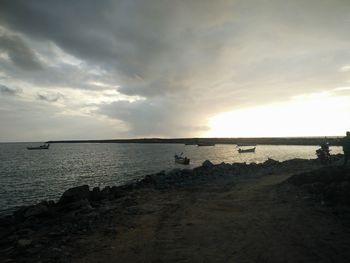 Scenic view of sea at sunset