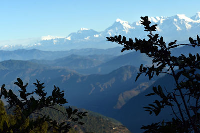 Scenic view of mountains against cloudy sky