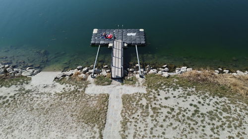 High angle view of sea against sky