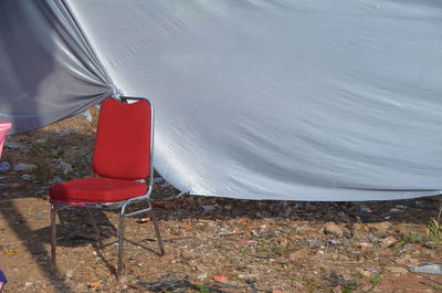 High angle view of tent on field