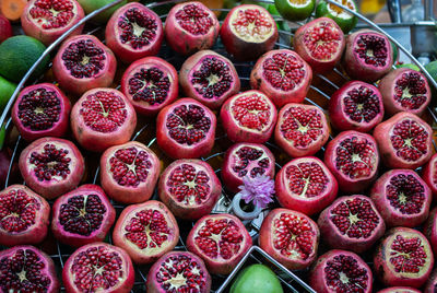 High angle view of fruits for sale in market