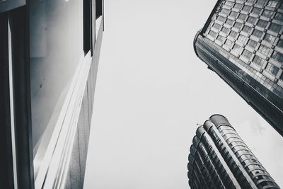 Low angle view of modern buildings against clear sky