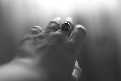 Cropped hand of woman with ring