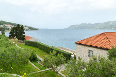 High angle view of sea against sky