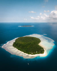 Scenic view of bay against sky