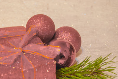 Close-up of christmas ornaments