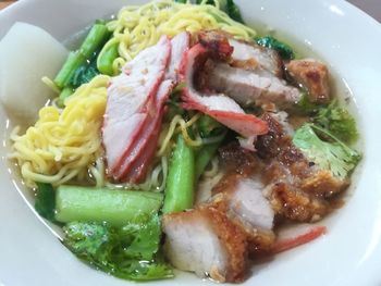 High angle view of meal served in plate