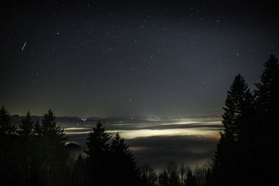 Scenic view of lake against sky at night