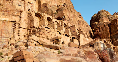 Low angle view of rock formation