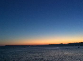 Scenic view of sea against clear sky during sunset