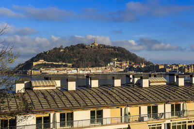 High angle view of townscape against sky