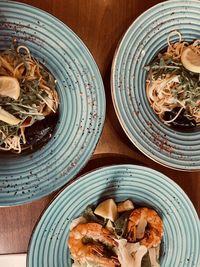 High angle view of food on table