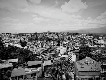 High angle view of townscape against sky
