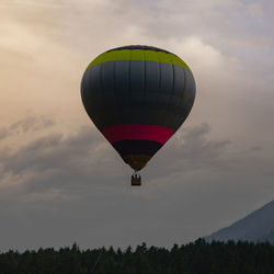 Low angle view of hot air balloon against sky