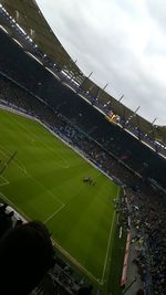 Aerial view of people playing soccer