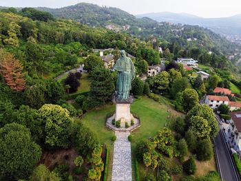 High angle view of statue