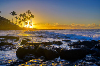 Scenic view of sea against sky during sunset