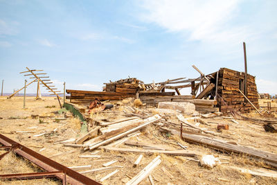 Abandoned construction site against sky