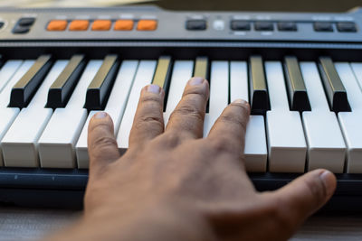 Close-up of piano keys. piano black and white keys and piano keyboard musical instrument placed